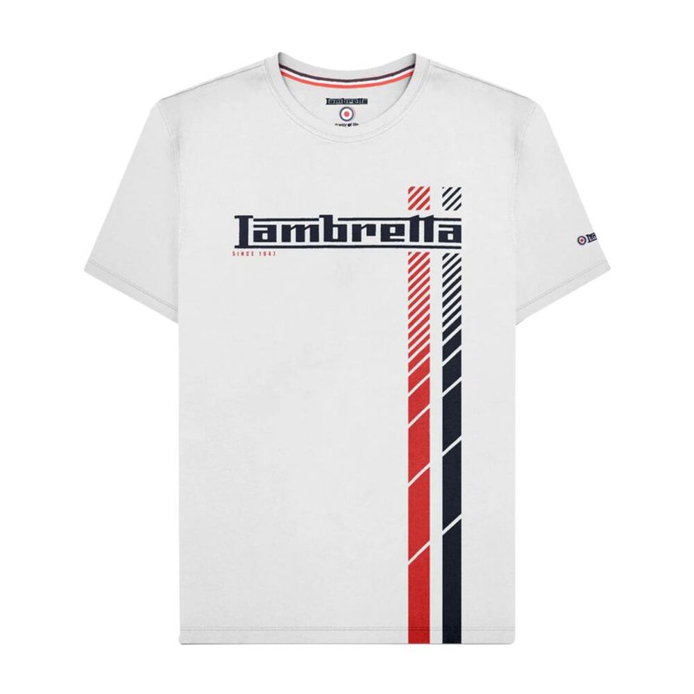 Lambretta Mens SS25 Racing Stripe T-Shirt / White